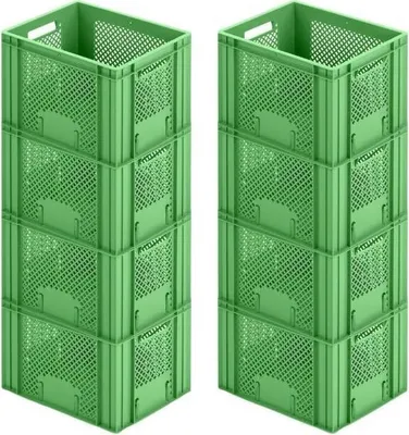 Produktbild von SuperSparSet 8x Eurobehälter Obst- und Gemüsekasten | HxBxT 27,2x30x40cm | 26 Liter | Grün | Obst-Gemüsekiste, Obstkorb, Transportbox