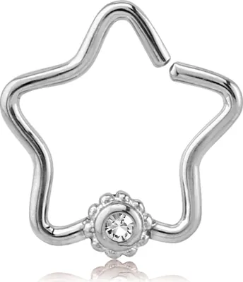 Produktbild von viva-adorno Knorpel Piercing Stern Kristall Ohrpiercing Helix Cartilage Tragus 316L Chirurgenstahl verschiedene Farben Z490,Stern 1x silber / klar