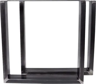Two metal table legs are shown against a white background.