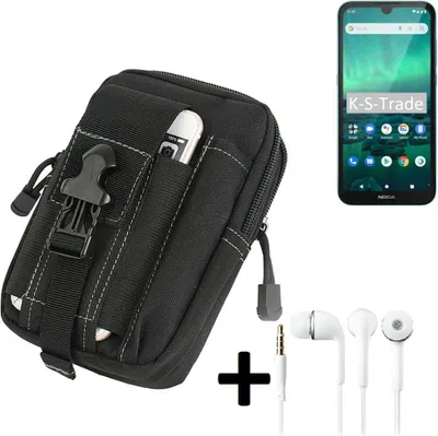 Produktbild von K-S-Trade Gürteltache + Kopfhörer kompatibel mit Nokia 1.3 Gürtel Tasche Holster Schutz Hülle Handy Hülle  schwarz inkl. Extrafächer
