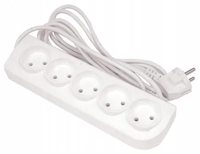 Obrázek produktu pro Aqbau prodlužovací kabel bílý 5 zásuvek 5m bez uzemnění