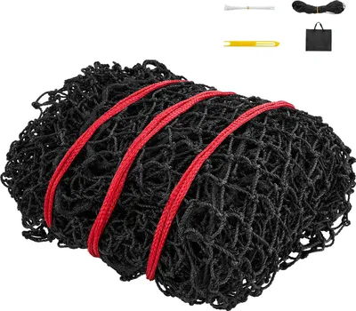 Obrázek produktu pro SucceBuy síť na seno na kulaté balíky, 1,5x1,5x1,5 m, velikost ok 44,45x44,45 mm, z odolného PE materiálu, robustní uzlíková konstrukce, včetně stahovacích pásků, jehlového člunku a opravného motouzu, krmná síť pro koně