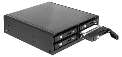Produktbild von Delock 5.25" Mobile Rack for 4 x 2.5" SATA HDD / SSD - Gehäuse für Speicherlaufwerke mit Lüfter - 2.5" (6.4 cm)