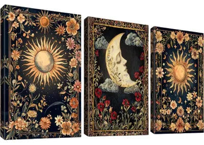 Immagine prodotto di Quadro su tela: stile boho, astratto, decorazione gotica, set da 3 pezzi, 120x60 cm