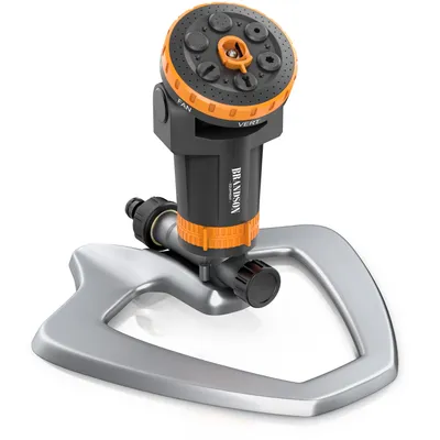 Produktbild von Brandson Flächenregner, Vielflächenregner, Sprühregner, Garten Sprinkler, 360° Rasensprenger, 6 Sprühmuster, 5 bar, für Flächen bis 200 m², einstellbare Sprühhöhe, Schnellanschlussadapter