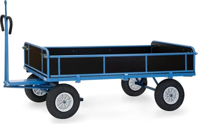 Produktbild von Fetra Handpritschenwagen mit Zugöse, Bordwänden und Polyurethanbereifung, 1940x940mm Ladefläche 750kg Tragkraft