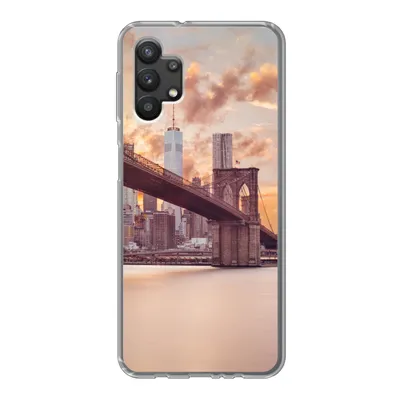 Produktbild von MuchoWow® Handyhülle Schutzhülle Hülle für Samsung Galaxy A32 5G Brooklyn Bridge und die New Yorker Skyline bei Sonnenuntergang Silikon Softcase Handy Hülle - Softcase