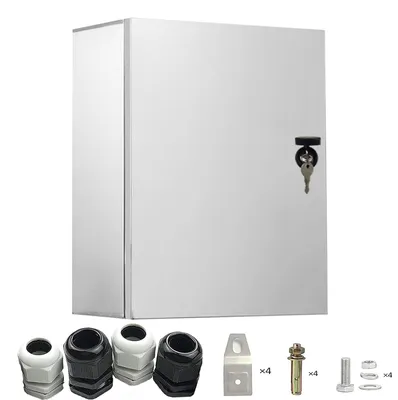 Produktbild von Edelstahl-Verteilerkasten, 500 x 400 x 180 mm, Anschlusskasten, integrierte, isolierende Montageplatte, wasserdicht, für Wandmontage, elektrischer Anschlusskasten
