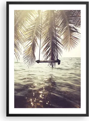 Produktbild von Gerahmtes Poster - Schwarzer Rahmen - Meer Palme Wasser - 50x70 cm - Wand Bild - Wanddeko - Wandbilder - Kunstposter - Wandposter - Bilderrahmen - Bilder - Kunstdruck - Wandbild - P2BPA50x70-3634