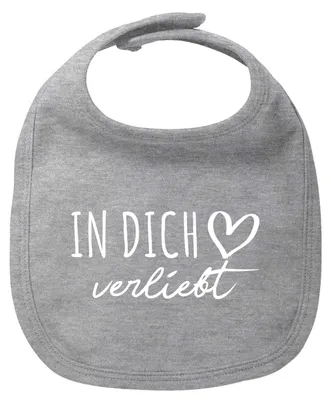 Produktbild von Huuraa Baby Lätzchen In dich verliebt Heather Grey Klettverschluss  Baumwolle Latz Geschenkidee