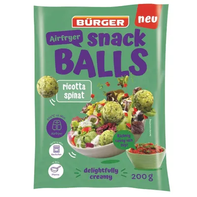 Produktbild von Bürger - Airfryer Snack Balls Ricotta-Spinat, 200 g Beutel