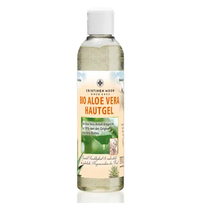 Produktbild von Cristinen Moor Bio Aloe Vera Hautgel 100% für Gesicht und Körper - vegan - Natürliche After Sun Pflege, beruhigendes und pflegendes Feuchtigkeitsgel