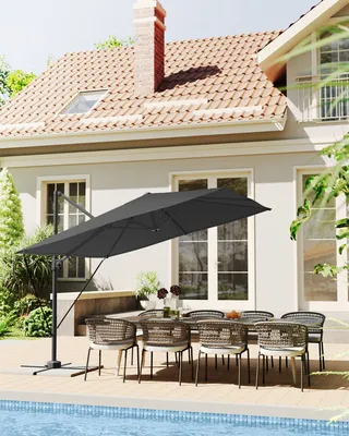 Produktbild von SONGMICS Sonnenschirm 270cm, Ampelschirm, UPF 50+, um 360° drehbar, mit Kurbel, Kreuzfuß