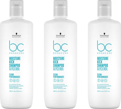 Produktbild von BC Bonacure Moisture Kick Shampoo 3x1000 ml
