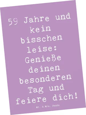 Produktbild von Mr. & Mrs. Panda Postkarte Spruch 59. Geburtstag Feier - Lavendeltraum - Geschenk, Freude, 59 Jahre alt, bildkarte, Grußkarte, Happy Birthday, einzelkarte, Ansichtskarten