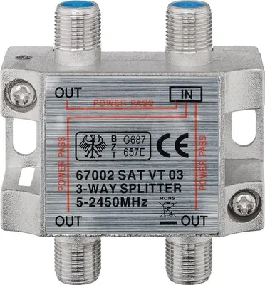 Produktbild von SAT-Verteiler, 3-fach für Satellitenanlagen 5 MHz - 2400 MHz