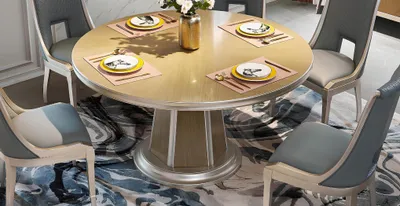 Produktbild von Esstisch 5x Stühle Esszimmer Garnitur 6 tlg. Set Runder Tisch Stuhl Tische Holz