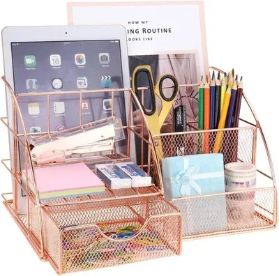 Produktbild von Famanu Schreibtisch Organizer – 5-in-1 Design – Rose Gold