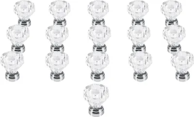 Productafbeelding van 16 stuks, 25 mm, diamantvormige acrylknopen, geschikt voor meubels, lades, kasten, garderobes, als handgreep