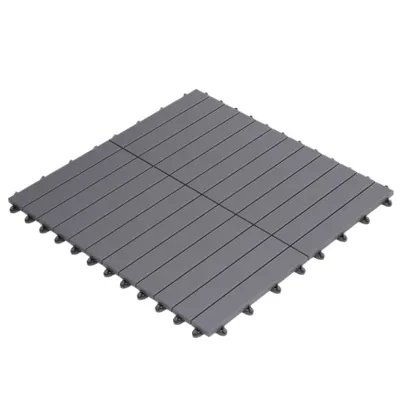Produktbild von GUMI Terrassendielen Terrassenfliesen WPC Komposit 1 m² – Modulares System für Balkon und Terrasse | Montage ohne Werkzeug | Reihen | Grau