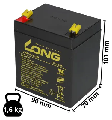 Zdjęcie produktu dla Akumulator kwasowo-ołowiowy 12V 4.5Ah kompatybilny UC5-12 bezobsługowy AGM VdS