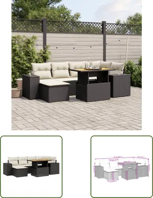 Produktbild von The Living Store 7-tlg. Garten-Sofagarnitur mit Kissen Schwarz Poly Rattan