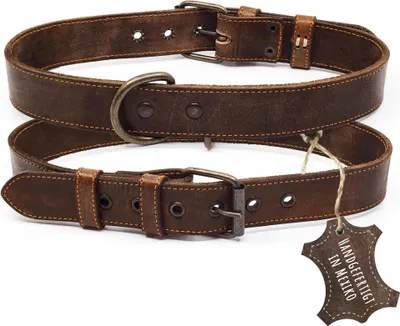 Produktbild von ALTEZAR Dunkelbraunes Hundehalsband weiches, leichtes Leder-Halsband Größe XL