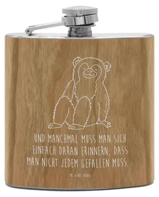 Produktbild von Mr. & Mrs. Panda Flachmann Affe - Transparent - Geschenk, schnapsflasche, Selfcare, feldflasche, Wildtiere, edelstahl, Motivation, Affen, Alkoholflasche, Selbstachtung