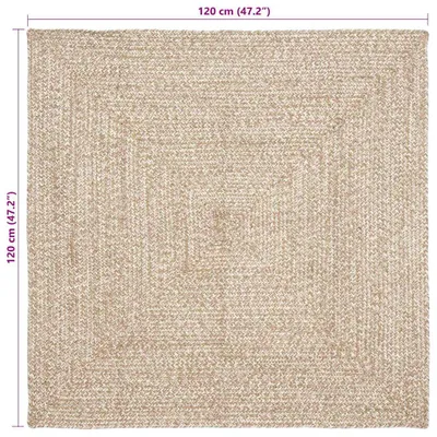 Immagine prodotto di Tappeti vidaXL Naturale e Bianco 120 x 120 cm Iuta