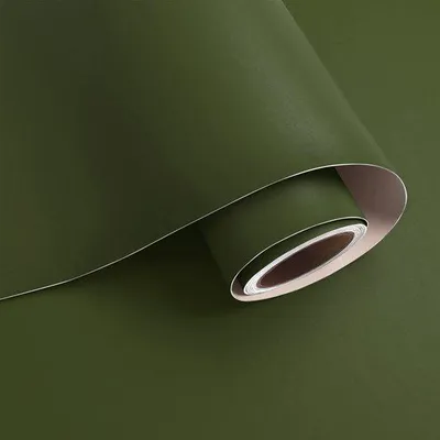 Obrázok produktu pre Uniqoos® Samolepiaca dekoratívna fólia na nábytok a steny, olivovo zelená, 40 x 200 cm – vinyl (matný), vodeodolná, odnímateľná a opakovane použiteľná