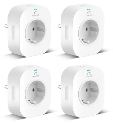 Smart Plug Set (4 Stück) mit Stromverbrauchsmesser, 16A, WiFi 2,4 GHz