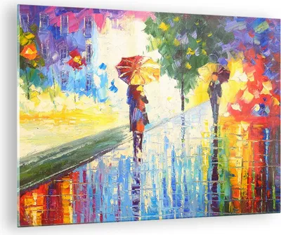 Produktbild von Bilder auf glas - Park Straße Regen - 70x50cm - Glasbilder - Wandbilder - Kunstdruck - zum Aufhängen bereit - Wanddekoration aus Glas - Glas Bilder - Wandbild auf Glas - Einteilig - GAA70x50-3508