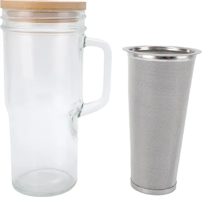 Obrázek produktu pro Kávovar na studenou kávu 24oz se širokým hrdlem a netěsnící konvicí s brčkem a rukojetí s filtrem z nerezové oceli