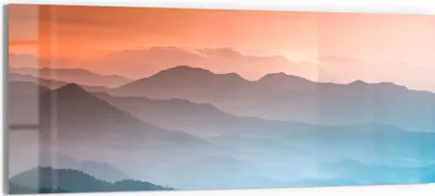 Produktbild von DEQORI Glasbild Echtglas 125x50 cm 'Verschleierte Bergketten' Wandbild Bild modern Deko