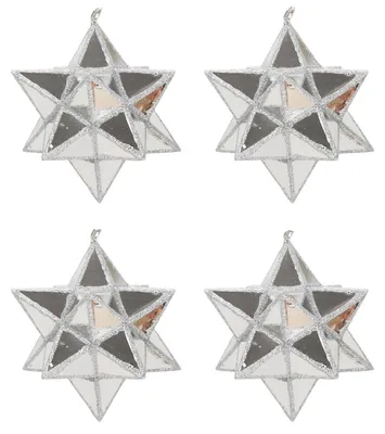 Produktbild von Weihnachtskugeln-Set aus Kunststoff, Sterne, 4er-Set, Ø 7,5 cm