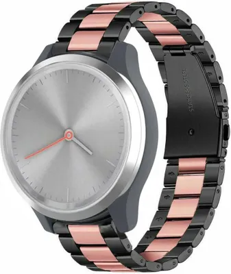 Produktbild von Strap-it Stahlarmband - Kompatibel mit Garmin Vivomove 3s Armband 39mm - Gliederarmband Hochwertiger EdelstahlFaltschließe für Armband Schwarz 18mm Smartwatch