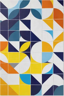 Produktbild von Geometrische Formen modernes Mosaik – Vinylteppich – 100x150 cm – Indoor Teppich – Flur – Pflegeleicht – Modern