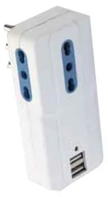 Zdjęcie produktu dla ROZGAŁĘZNIK 3-GNIADZDOWY + USB CARDINALE wtyczka 16 A – 3 gniazda 10/16 A + 2 gniazda USB DC 5 V 2,1 A