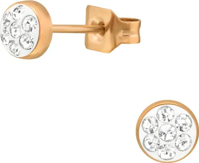 Produktbild von Roségoldene Chirurgenstahl-Ohrstecker Rund 4 mm mit Kristall Gold Unisize Maxte