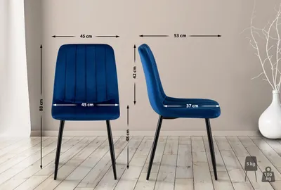 Produktbild von 4er Set Stühle Dijon Samt blau