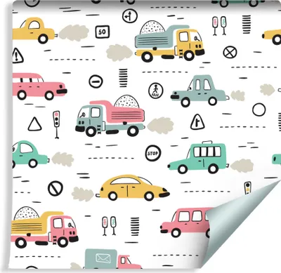 Immagine prodotto di 10m VLIES WALLPAPER rotolo camera bambini auto traffico stradale trasporti XXL