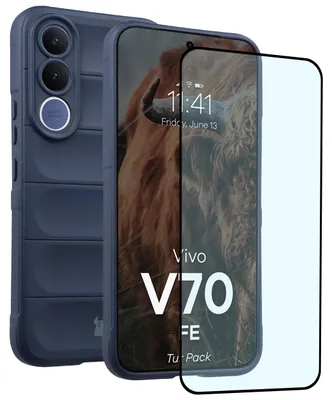 Produktbild von Robuste Handyhülle + gehärtetem Glas für Vivo V70 FE 5G, Bizon Tur Pack, Dunkelblau