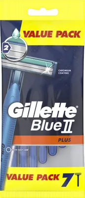 Immagine prodotto di Gillette rasoio usa e getta Blue II Plus, confezione da 7 2 lame a lunga durata con rivestimento cromato,