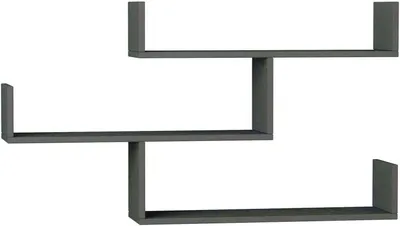 Image de Amang - Étagère, 122x22x67h cm Noir Anthracite, 3 Étagères