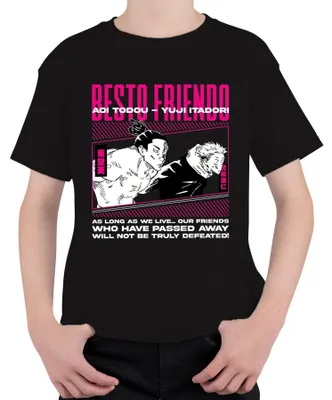 Productafbeelding van BESTO FRIENDS Jujutsu Kaisen T-shirt voor kinderen, met afbeelding van Aoi Todou en Yuji Itadori, uni, zwart, maat 116