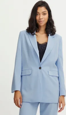 Produktbild von b.young BYDANTA Damen Blazer Longblazer Jacke mit Reverskragen und Knopf Regular Fit mit Stretch langer Schnitt