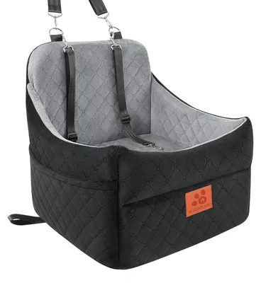 Immagine prodotto di Seggiolino per cani per cani di piccola e media taglia, imbottito, adatto a cani fino a 35 lbs, removibile e lavabile, colore nero/grigio
