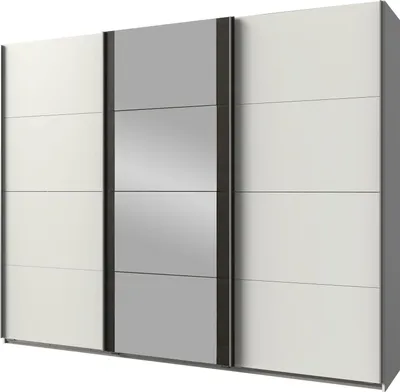 Produktbild von Schwebetürenschrank Bern Kleiderschrank 225x64x210cm weiß raw steel 3-türig (18932)