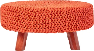Obrázek produktu pro HOMESCAPES Pletená podnožka, 30 cm vysoká, oranžová