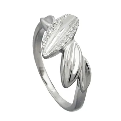 Produktbild von Ring 11mm mit Zirkonias glänzend rhodiniert Silber 925 Ringgröße 60 silber 10mm